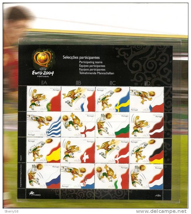 2004-LIBRO EDITADO POR CTT CORREIROS DE LOS SELLOS OFICIALES DEL UEFA EURO 2004-12 PAGINAS. VER FOTOS CON LOS SELLOS - Nuevos