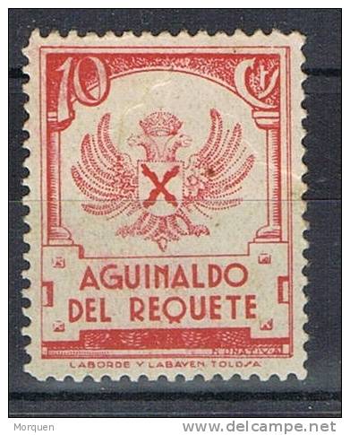 Local Carlista, Aguinaldo Del REQUETE, 10 Cts Rojo, Guerra Civil ** - Viñetas De La Guerra Civil