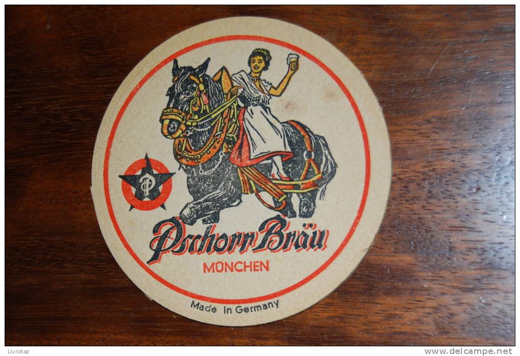 Ancien Sous-bock, Old Beermat, épais Pschorr Braü, München, Allemagne, Germany - Sous-bocks