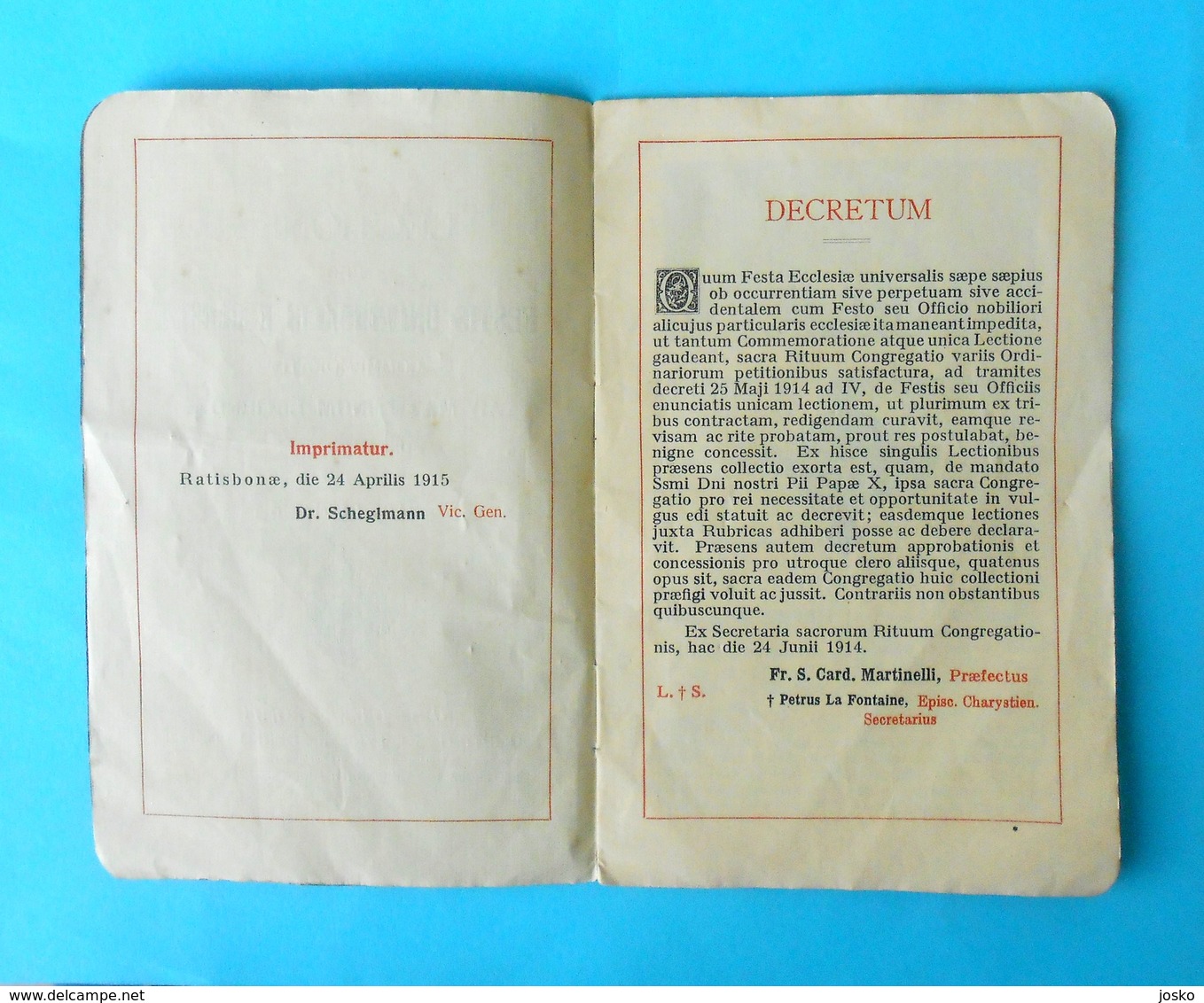 LECTIONES CONTRACTAE - Latin Langauage * 1915. Ratisbonae Et Romae ( Regensburg & Roma ) Religion Small Book - Alte Bücher