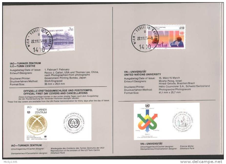 UN Wien - Jahresmappe Gestempelt / Annual Collection Used 1985 (p864) - Covers & Documents