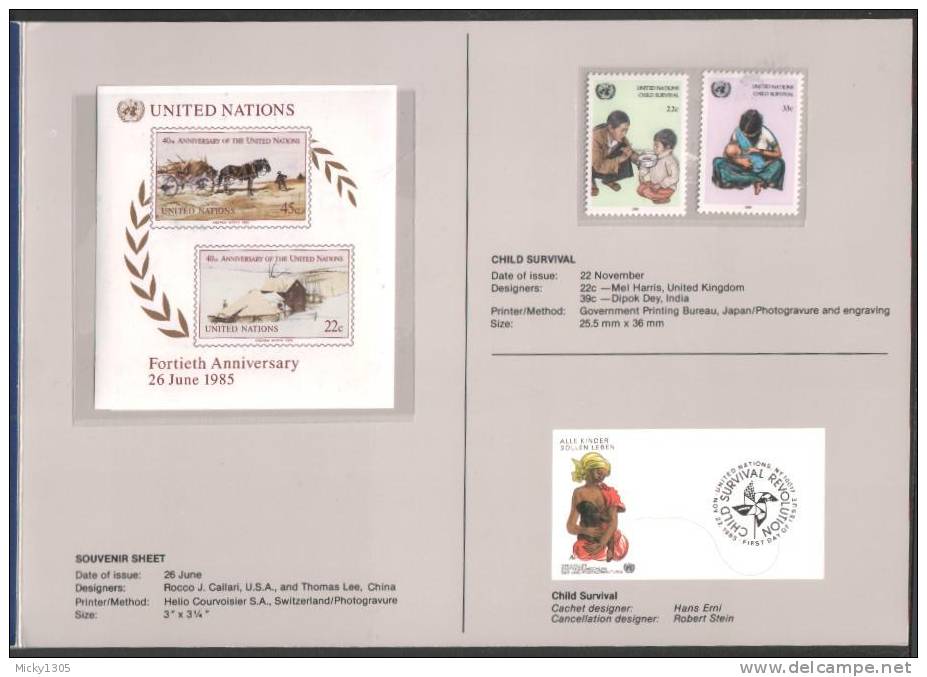 UN New York - Jahresmappe Postfrisch / Annual Collection MNH ** 1985 (p865) - Unused Stamps