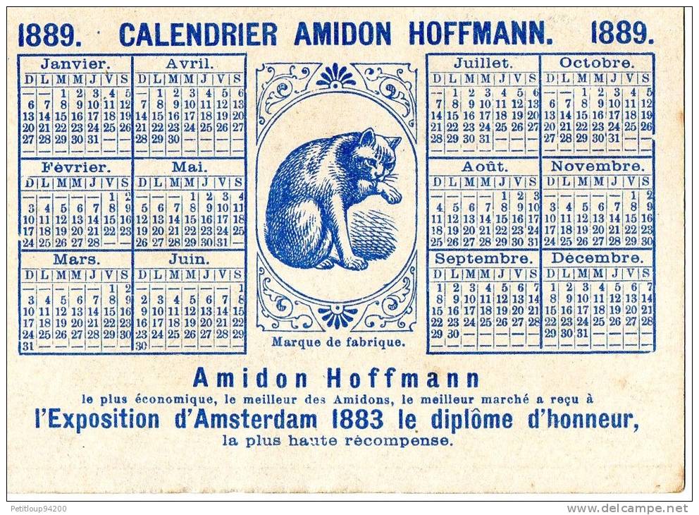 @@@@  *CALENDRIER *CHROMO  AMIDON  HOFFMANN  1889 Chasse à Cour @@@ - Formato Piccolo : ...-1900