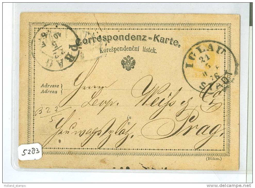 HANDGESCHREVEN BRIEFKAART Uit 1876 Van IGLAU Naar PRAAG (5283) - Cartoline Postali