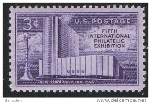 1956 USA 5th International Philatelic Exhibition Stamp Sc#1076 FIPEX New York Coliseum Columbus Monument - Ongebruikt