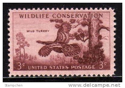 1956 USA  Wildlife Conservation,Wild Turkeys Stamp Sc#1077 Bird - Neufs