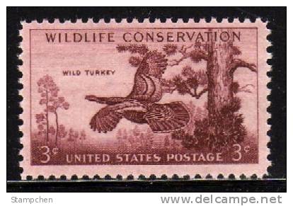 1956 USA  Wildlife Conservation,Wild Turkeys Stamp Sc#1077 Bird - Gallinacées & Faisans