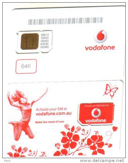 AUSTRALIA VODAFONE GSM MOBILE TELEPHONE  BUTTERFLY WOMAN CHIP TYPE 2 No.64 LIGHT  BARCODE READ DESCRIPTION !! - Australie