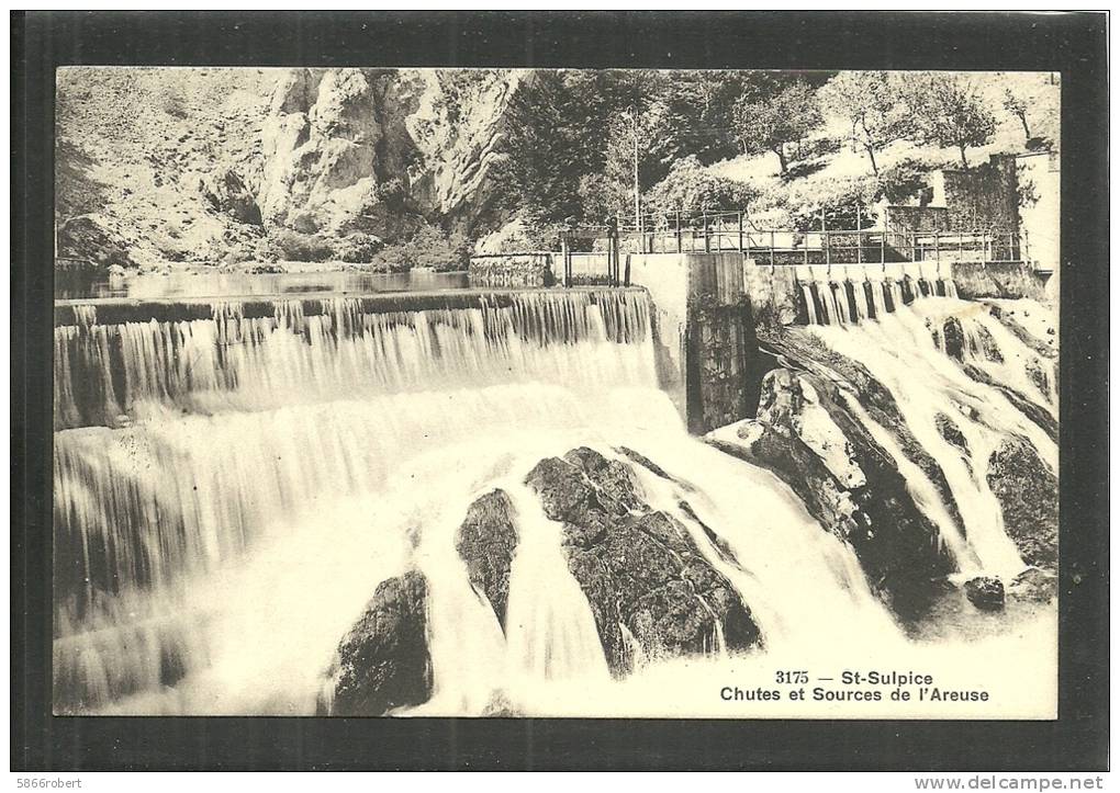 CARTE POSTALE ORIGINALE ANCIENNE :  SAINT SULPICE ; CHUTES ET SOURCES DE L'AREUSE ; SUISSE ; CANTON DU VAL TRAVERS - Travers