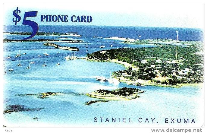 BAHAMAS $5 STANIEL CAY , EXUMA LANDSCAPE CHIP BAH-C19c  READ DESCRIPTION !! - Bahamas