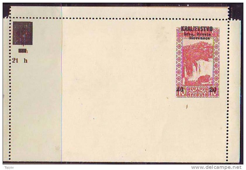 KINGDOM S. H. S. - BOSNIA - K 2  - 20 H  -  MINT - WALS River VRBAS - 1919 - EXELENT - Postal Stationery