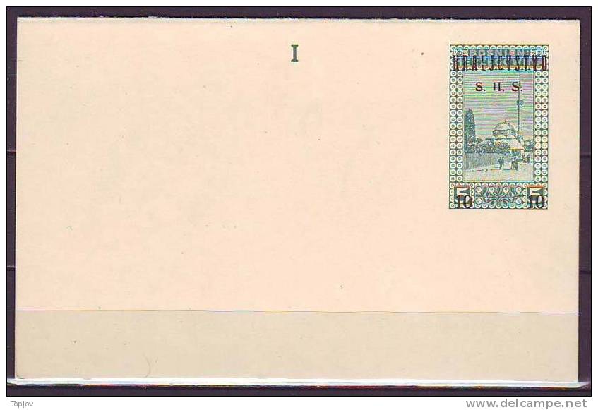 KINGDOM S. H. S. - BOSNIA - P 6 B  - 10 H  -  MINT - MOSQUE - 1919 - EXELENT - Postal Stationery