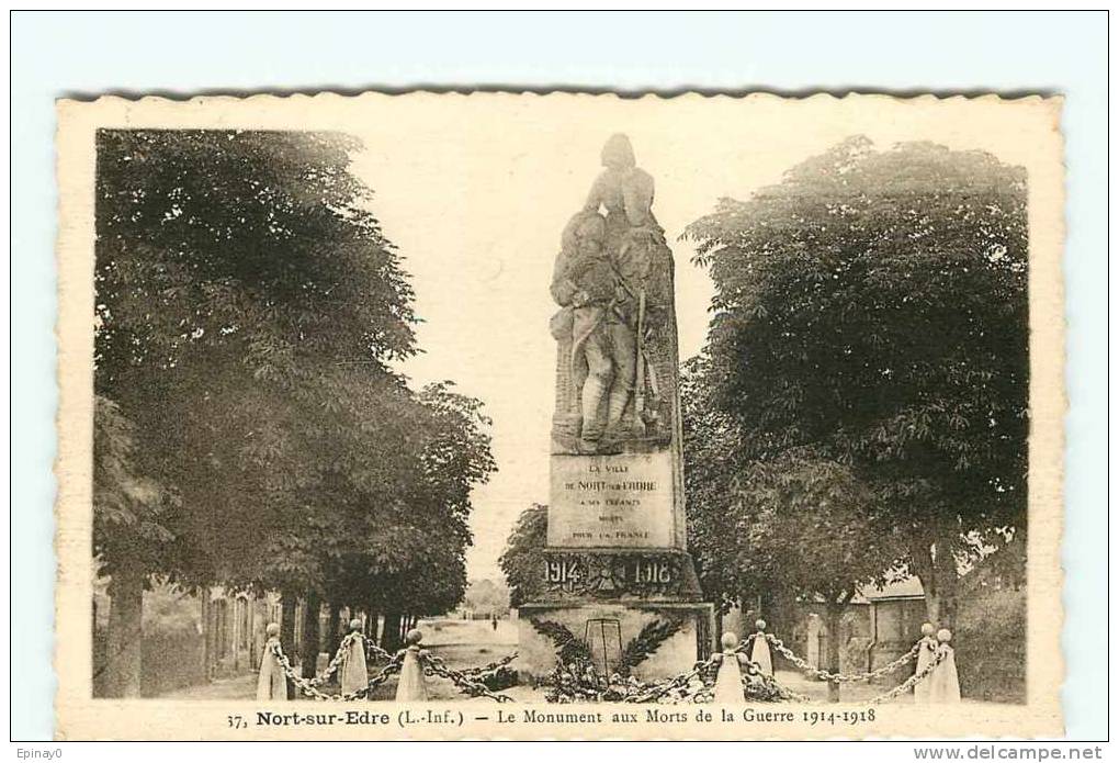 Br - 44 - NORD SUR EDRE  - Le  Monument Aux Morts De La  Guerre 14-18 - édit. Nozais - - Nort Sur Erdre