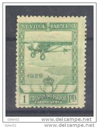 ES452-LA401TEXEI.Espagne. Spain.EXPO SEVILLA-BARCELONA .AEREO.Avion.1929.(Ed 452*) Con Charnela.BONITO - Other & Unclassified