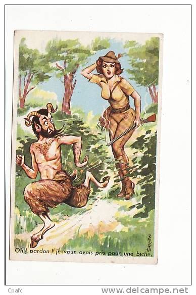 Carte Environ 1940 Signée CARRIERE /chasse "oh Pardon Je Vous Avais Pris Pour Une Biche" - Carrière, Louis