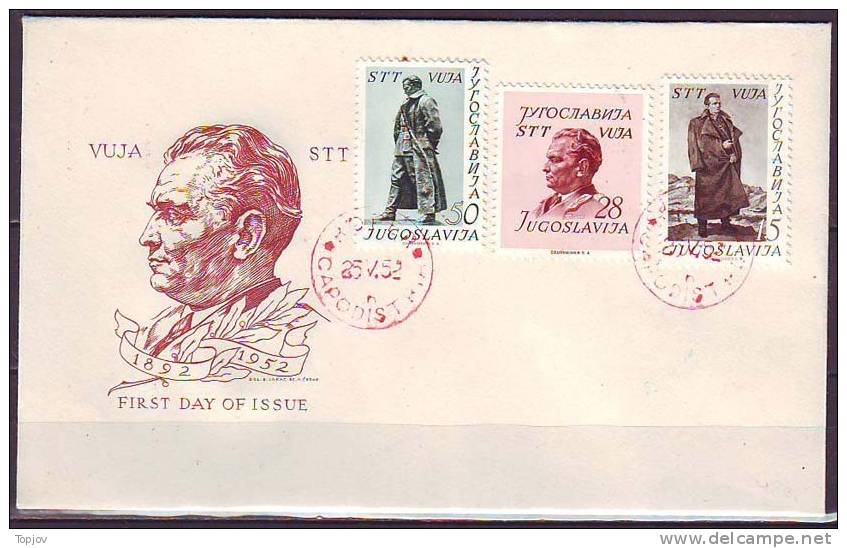 YUGOSLAVIA - JUGOSLAVIJA  - STT VUJA - ZONA B -   TITO  Painting+monument - FDC  - 1952. - Covers & Documents