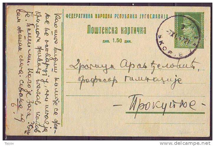 YUGOSLAVIA - JUGOSLAVIJA   -   TITO  1.50 DIN - P 109 - MAKEDONIA  - 1949 - Entiers Postaux