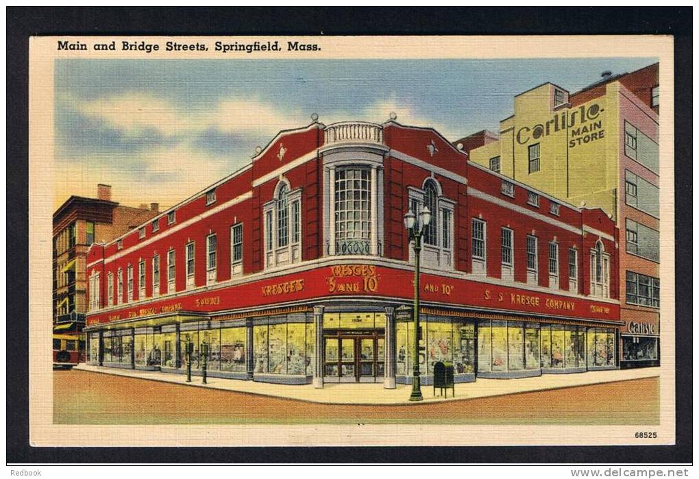 RB 816 - 1942 Postcard Main &amp; Bridge Streets Springfield Massachusetts USA - 2c Rate To Lotbiniere Canada - Bonds Sl - Springfield