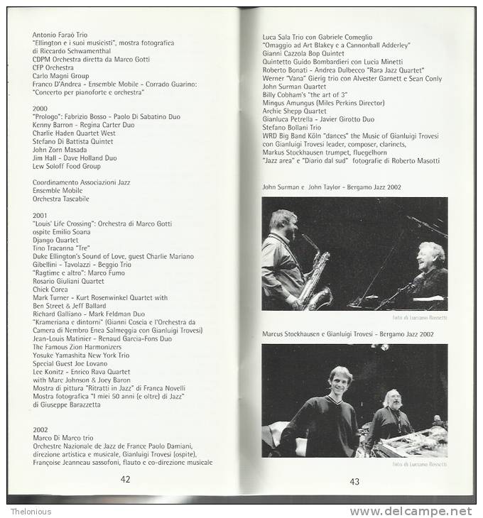 # Bergamo Jazz 2003 - Opuscolo - Brochure - 44 pagine con fotografie in bianco e nero