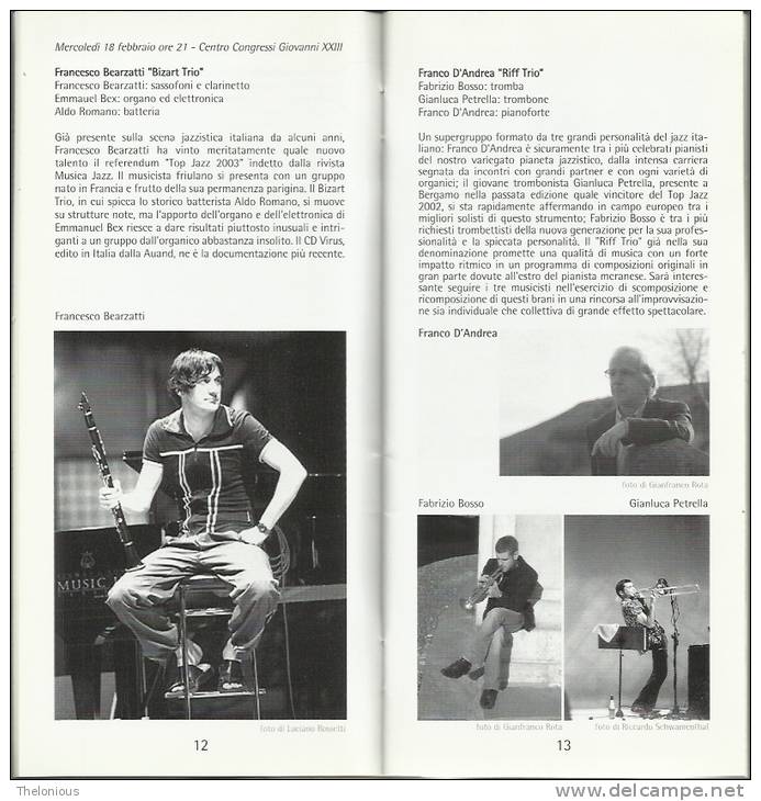 # Bergamo Jazz 2004 - Opuscolo - Brochure - 44 Pagine Con Fotografie In Bianco E Nero - Musica