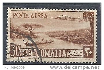 1950-51 SOMALIA AFIS USATO POSTA AEREA 30 CENT - RR9649 - Somalia (AFIS)