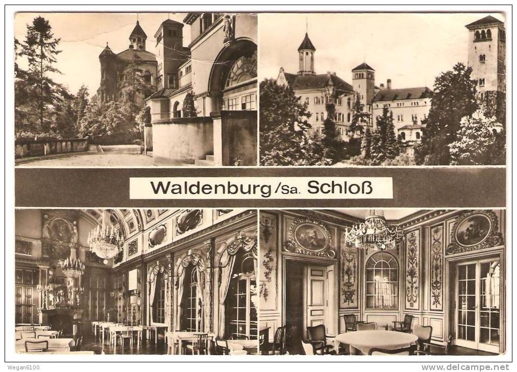 DDR Sachsen, Waldenburg Mehrbildkarte Schloß Klinik Für TBC Gel. 1971, E. Neubert KG, G 8155, A 445 N - Waldenburg (Sachsen)