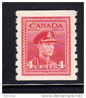 Canada Scott #267 MNH 4c Dark Carmine - Coil - George VI War Issue Fingerprint On Gum - Roulettes