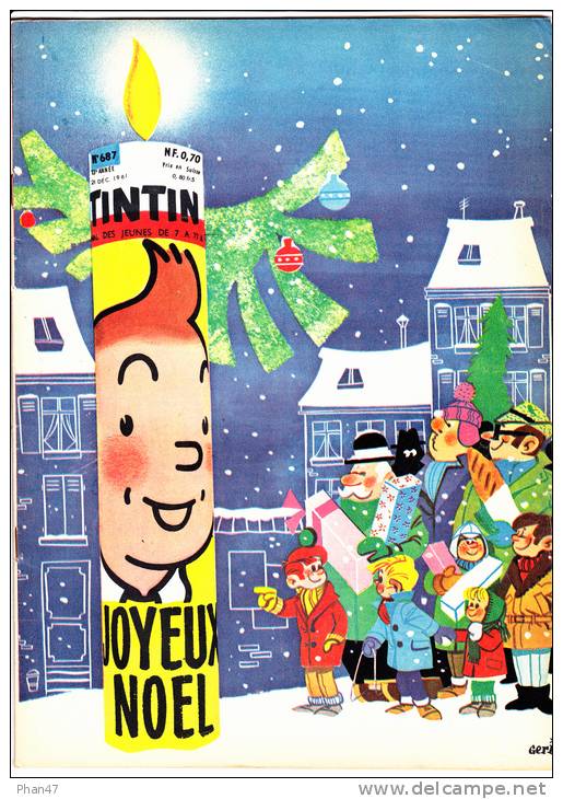 TINTIN JOURNAL 687 1961 Joyeux NOËL, Biniou Breton, Noël à Travers Le Monde, Les 101 Dalmatiens, Louis Jouvet, Guynemer - Tintin