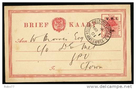 Boer War Card, Cover. Feldpost, Fieldpost, Military. Field Post. Office B.O.MR.1.01. British Army S.Africa. (Q58002) - Oranje Vrijstaat (1868-1909)