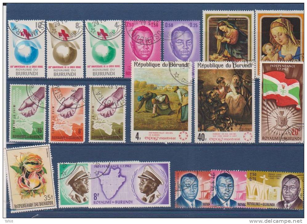 Afrique Burundi Lot De 19 Timbres - Collections