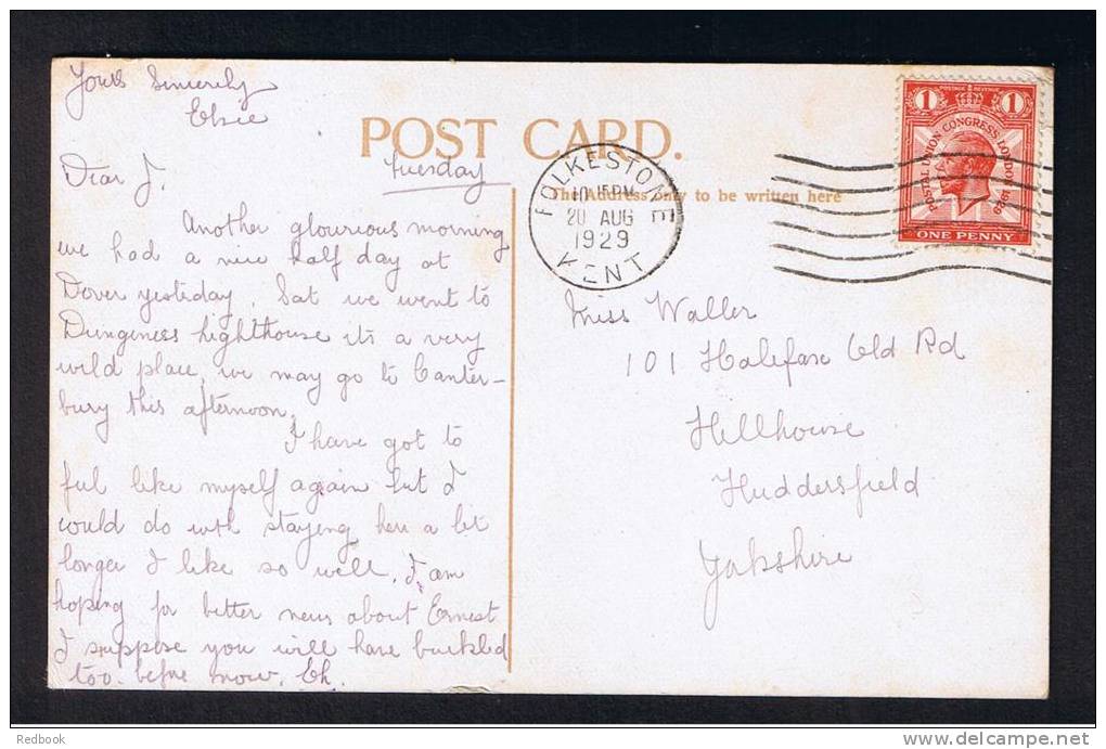 RB 817 - 1929 Postcard - The Warren Folkestone Kent - 1d PUC Stamp - Folkestone