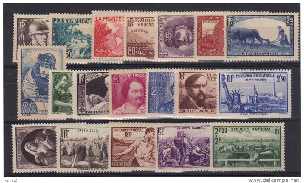 D- 000   -  N° 451/469   , **,    Cote   206.00 €      ' Fraicheure Postale'  1940 - 1940-1949