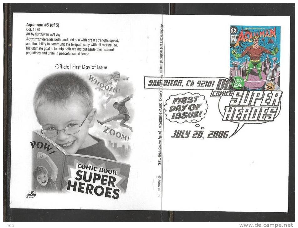 2006 DC Comic Postal Card - First Day Cancel - Aquaman - 2001-10