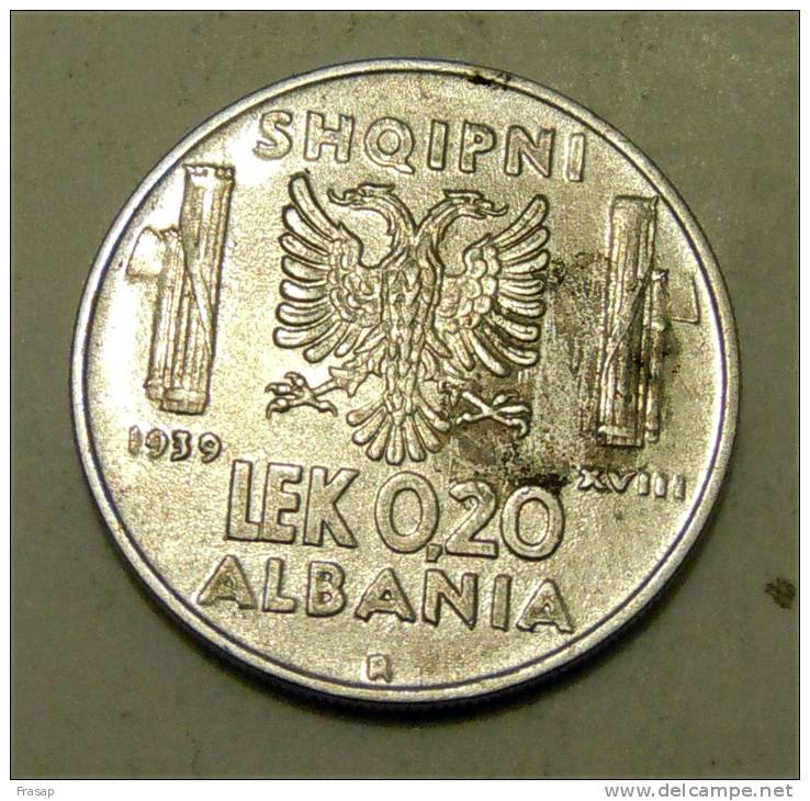 ALBANIA 0,20 LEK 1939 COLONIA ITALIANA - Albanië