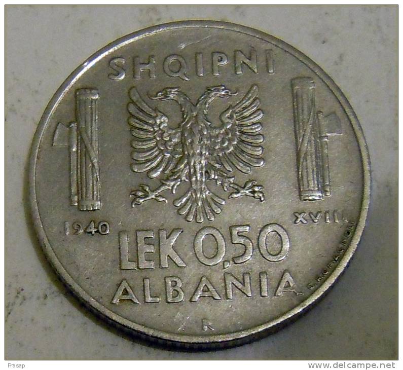 ALBANIA 0,50 LEK 1940 COLONIA  ITALIANA - Albania