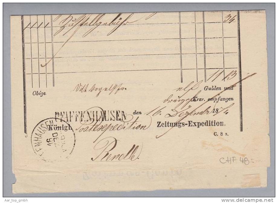 Heimat DE Bayern Pfaffenhausen 1874-12-12 Zeitungsexpedition - Briefe U. Dokumente