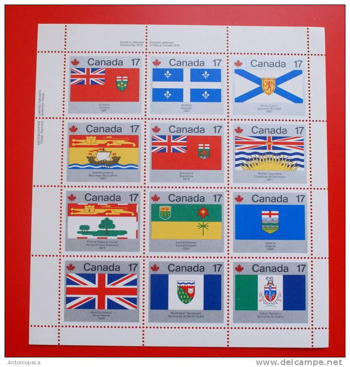 CANADA 1979 CANADA DAY SPLENDID  SHEET OF 12 FLAGS MNH** - Neufs