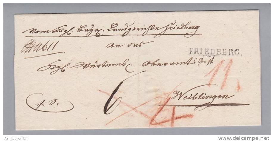 Heimat DE He Friedberg 1830-1840 Schwarz Auf Briefhülle Taxiert N.Weiblingen - Prephilately