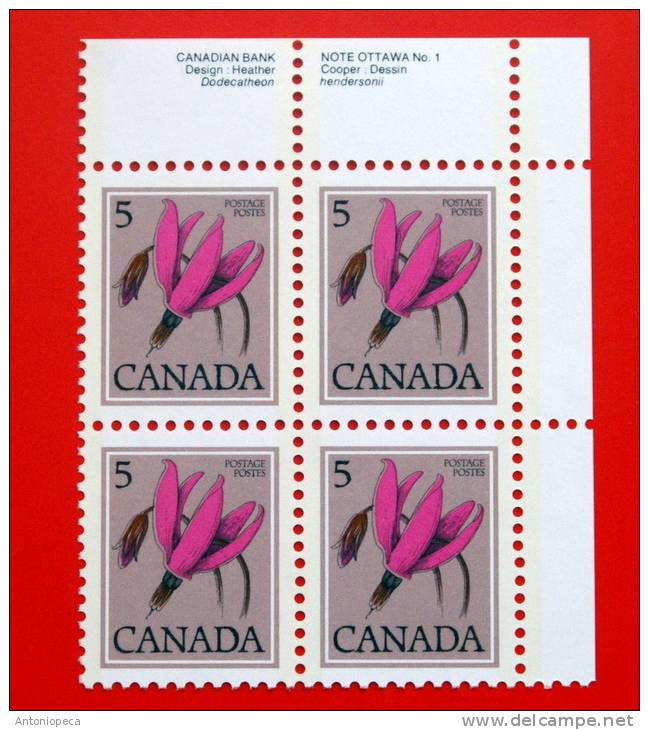 CANADA 1977 FLOWERS BLOCK MNH** - Neufs