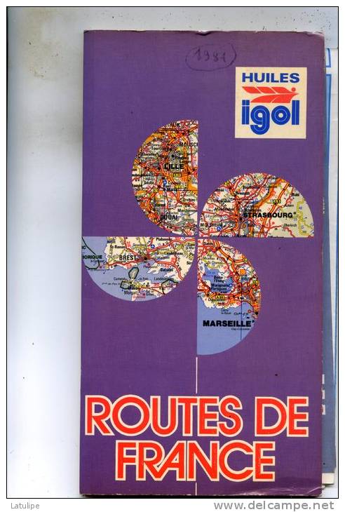 Carte De France Des ( Huiles Igol Avec Tous Les Depositaires Dans Chaque Departement Et Carte Routière De France ) - Callejero