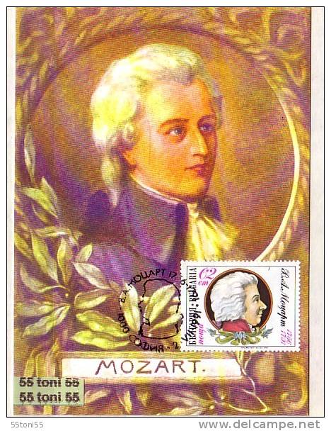 Bulgaria / Bulgarie 1991 Composer Mozart 1v.- MC  (maximum Card ) - FDC