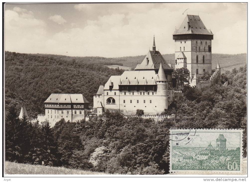 Carte Maximum TCHECOSLOVAQUIE  N° Yvert  893 (Château De KARLSTEJN) Obl 1957 - Andere & Zonder Classificatie