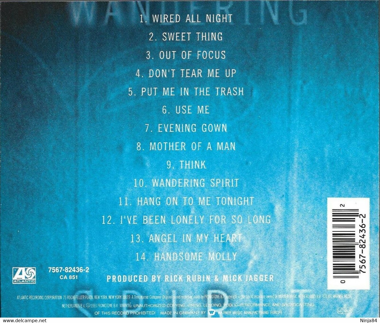 CD  Mick Jagger  "  Wandering Spirit  "  Allemagne - Rock