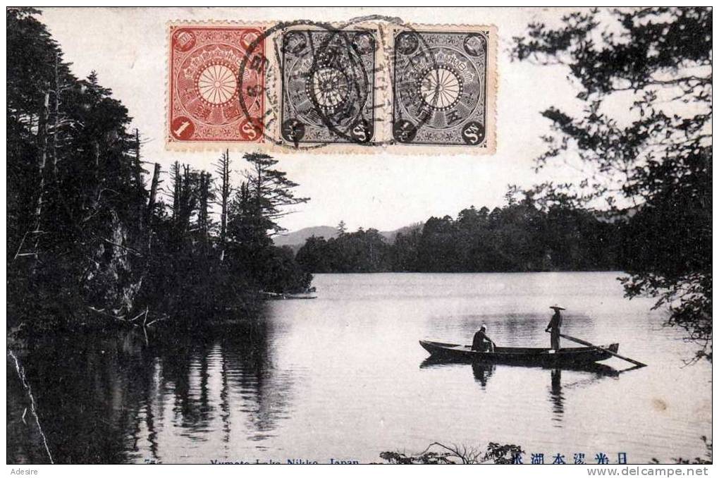 Japan-Yumoto Lake, Nikko, Gelaufen 1917, Schöne 3 Seltene Fach Frankierung Auf Vorderseite - Sonstige & Ohne Zuordnung