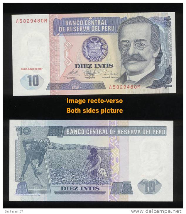 Billet De Banque Nota Banknote Bill 10 Diez Intis PEROU PERU 1987 - Peru