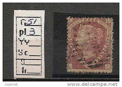 UK - VICTORIA - PLATE NUMBERS  1 1/2 Red - SG 51  PLATE 3 - - Used Stamps