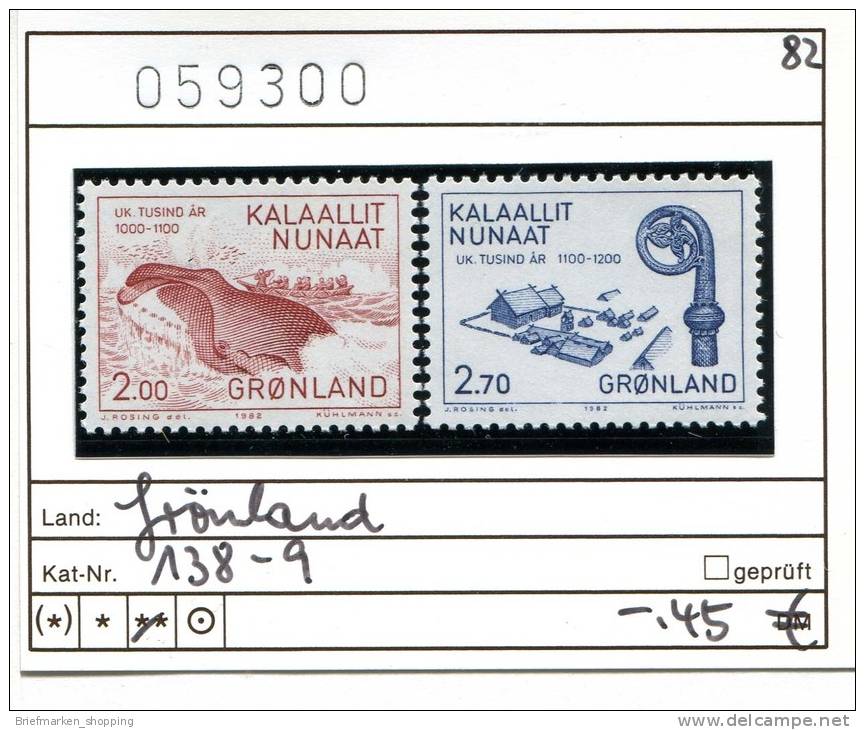 Grönland - Greenland -  Michel 138-139 - ** Mnh Neuf Postfris - Nuovi