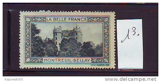 FRANCE. TIMBRE. VIGNETTE. CINDERELLA. BELLE FRANCE. PARIS..............MONTREUIL BELLAY - Tourism (Labels)