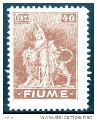 Fiume 1919 40 C Carta Bianca MH - Lot. 8b - Fiume