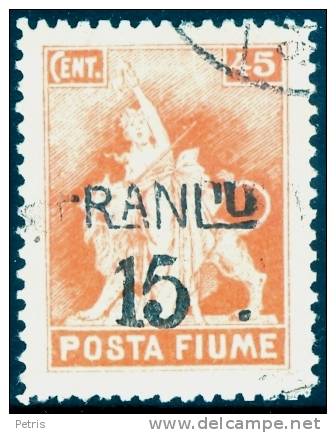 Fiume 1919 Posta Fiume 15 Su 45 C  Usato Sovrastampa Incompleta - Lot. 11b - Fiume